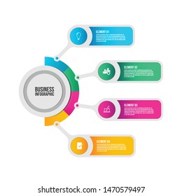 Infographic template with 4 steps workflow design business marketing logo vector illustration