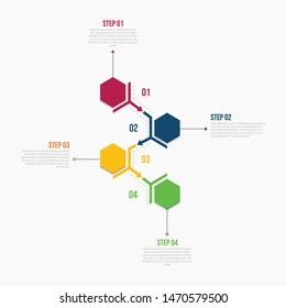 Infographic template with 4 steps workflow design business marketing logo vector illustration
