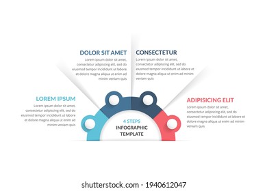 Plantilla infográfica con 4 pasos, flujo de trabajo, gráfico de procesos, eps10 ilustración