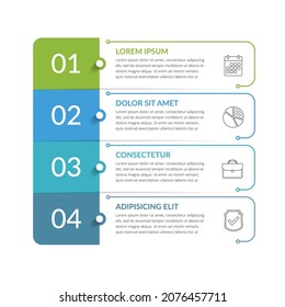 Plantilla infográfica con 4 pasos, flujo de trabajo, gráfico de procesos, eps10 ilustración