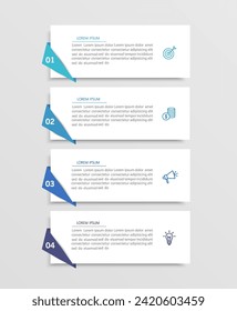 Infografische Vorlage mit 4 Schritten, Workflow, Prozessdiagramm	