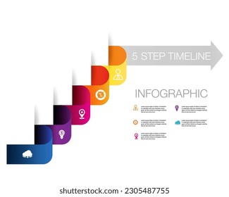 infographic template 5 bar graph for business direction, marketing strategy, diagram, data, glowth, arrow timeline, for presentation report and progress