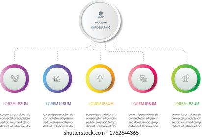 infographic template with 5 circle options 