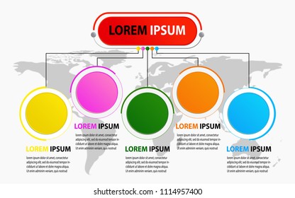 Infographic template with 5 option, Vector Illustration