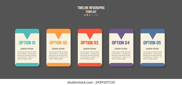 Infographic template, 5 options modern Timeline diagram calendar, presentation vector infographic 