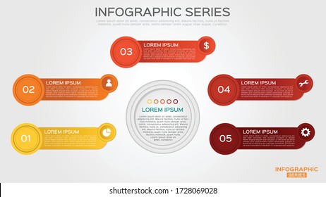 Сhart infographic template with 5 options for presentations, advertising, layouts, reports, brochure. Flat Vector illustration.