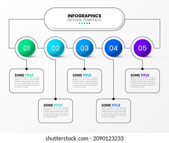 Infographic template with 5 options or steps. Can be used for workflow layout, diagram, banner, webdesign. Vector illustration