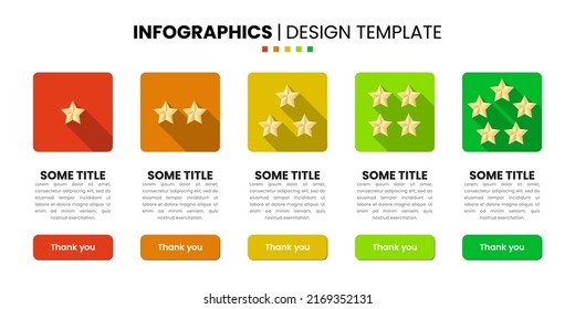 Infographic template with 5 options or steps. Rating system. Can be used for workflow layout, diagram, banner, webdesign. Vector illustration