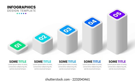 Plantilla de infografía con 5 opciones o pasos. Se puede utilizar para diseño de flujo de trabajo, diagrama, banner, diseño web. Ilustración del vector
