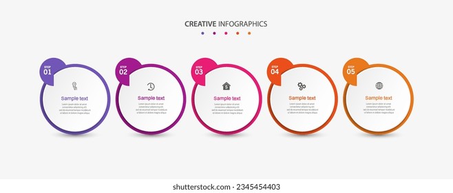 Infographic template with 5 options or steps. Can be used for workflow layout, diagram, annual report, web design