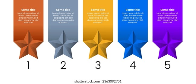 Infographic template with 5 options or steps. Star. Can be used for workflow layout, diagram, banner, webdesign. Vector illustration