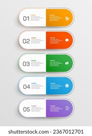 Infographic template with 5 options or steps. Can be used for workflow layout, diagram, annual report, web design