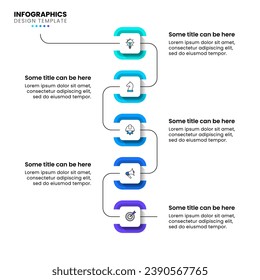 Infographic template with 5 options or steps. Line. Can be used for workflow layout, diagram, webdesign. Vector illustration