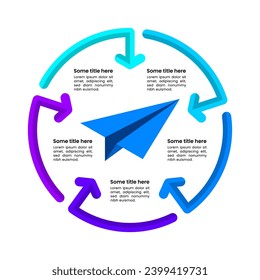 Plantilla de infografía con 5 opciones o pasos. Plano de papel. Se puede utilizar para diseño de flujo de trabajo, diagrama, banner, diseño web. Ilustración del vector