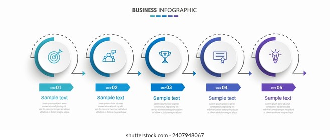 Infographic template with 5 options or steps. Can be used for workflow layout, diagram, annual report, web design