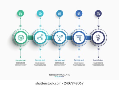 Infographic template with 5 options or steps. Can be used for workflow layout, diagram, annual report, web design