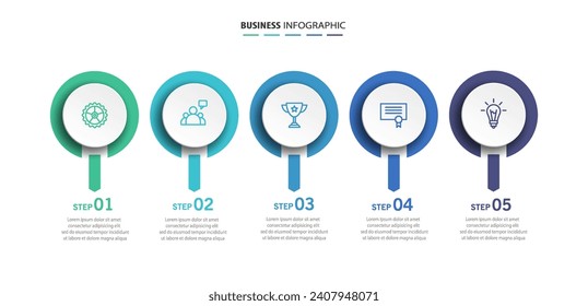 Infographic template with 5 options or steps. Can be used for workflow layout, diagram, annual report, web design