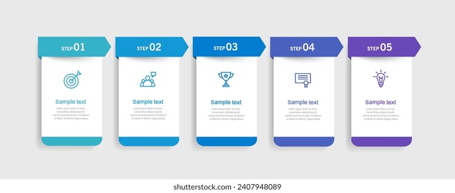Infographic template with 5 options or steps. Can be used for workflow layout, diagram, annual report, web design
