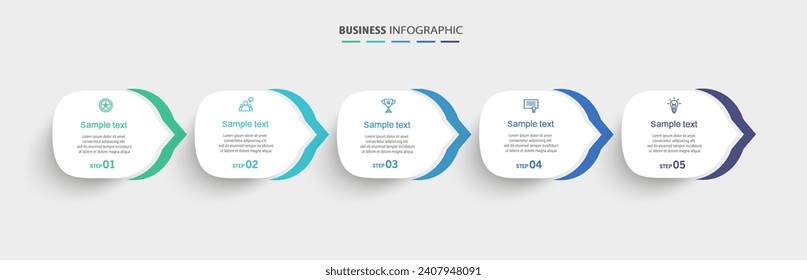 Infographic template with 5 options or steps. Can be used for workflow layout, diagram, annual report, web design