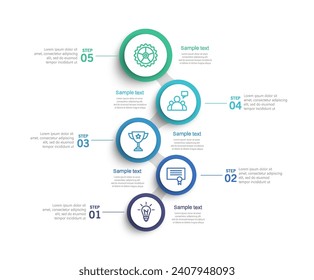 Infographic template with 5 options or steps. Can be used for workflow layout, diagram, annual report, web design