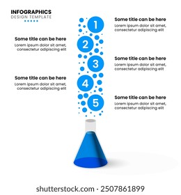 Infographic template with 5 options or steps. Laboratory tube. Can be used for workflow layout, diagram, banner, webdesign. Vector illustration