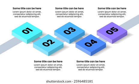 Infographic template with 5 options or steps. Isometric segments. Can be used for workflow layout, diagram, banner, webdesign. Vector illustration