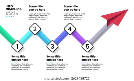 Infographic template with 5 options or steps. Line. Can be used for workflow layout, diagram, banner, webdesign. Vector illustration