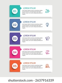 Infographic template with 5 options or steps. Can be used for workflow layout, diagram, annual report, web design