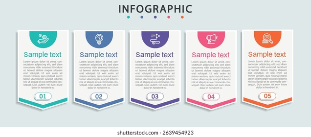 Infographic template with 5 options or steps