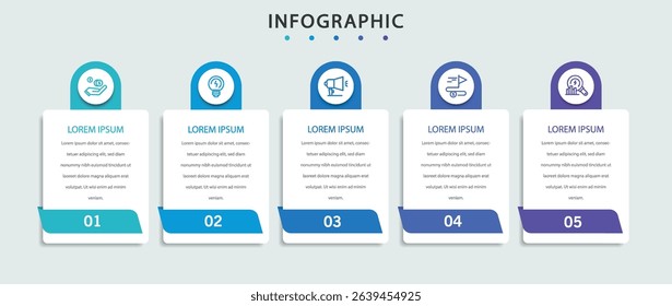 Infographic template with 5 options or steps