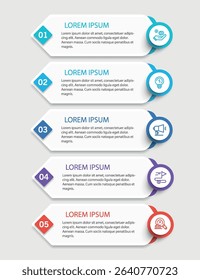 Infographic template with 5 options, steps, process chart. Can be used for workflow layout, diagram, annual report, web design	

