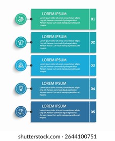 Infographic template with 5 options, steps, process chart. Can be used for workflow layout, diagram, annual report, web design