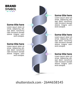 Infographic template met 5 opties of stappen. Spiraal. Kan worden gebruikt voor workflow lay-out, diagram, banner, webdesign. Vectorillustratie
