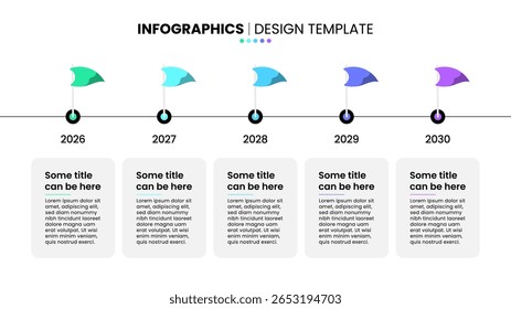 Infographic template with 5 options or steps. Timeline. Can be used for workflow layout, diagram, banner, webdesign. Vector illustration