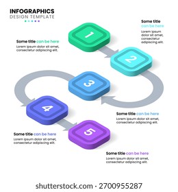 Infografik-Vorlage mit 5 Optionen oder Schritten. Isometrische Linie. Kann für Workflow-Layout, Diagramm, Banner, Webdesign verwendet werden. Vektorgrafik