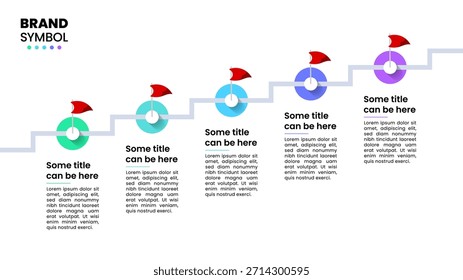 Infographic template with 5 options or steps. Staircase. Can be used for workflow layout, diagram, webdesign. Vector illustration