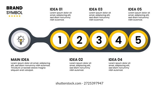 Infographic template with 5 options or steps. Idea. Can be used for workflow layout, diagram, banner, webdesign. Vector illustration