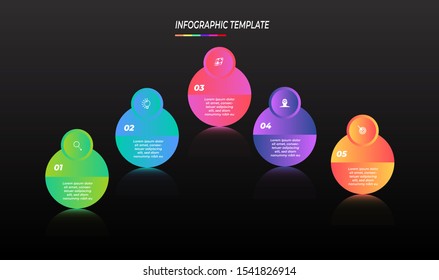 infographic template with 5 options. Vector illustration, can be used for workflow layout, diagram, annual report, web design, Creative banner, label vector. Info Graph