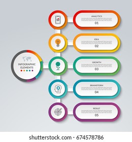 Infographic template with 5 options. Vector banner that can be used as chart, diagram, graph, table, workflow layout for web, report, business presentation