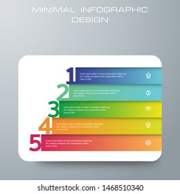 Infographic template with 5  options, workflow, process chart,Timeline infographics design vector can be used for workflow layout, diagram, annual report, web design, steps or processes. - Vector