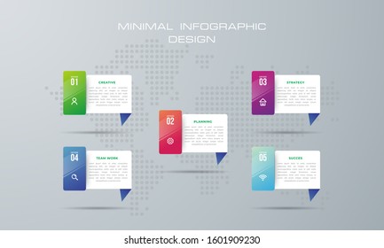 Infographic template with 5 options; workflow; process chart; Timeline infographics design vector can be used for workflow layout; diagram; annual report; web design; steps or processes. - Vector
