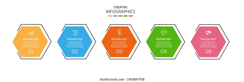 Infographic template with 5  options, workflow, process chart. Can be used for workflow layout, diagram, annual report, web design, steps or processes 