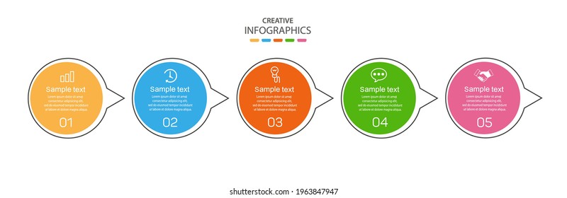 Infografische Vorlage mit 5 Optionen, Workflow, Prozessdiagramm. Kann für Workflow-Layouts, Diagramme, Geschäftsberichte, Webdesign, Schritte oder Prozesse verwendet werden 