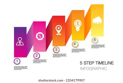 infographic template 5 step for business direction, marketing strategy, diagram, data, glowth, arrow timeline, for presentation report and progress