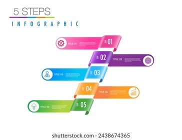 infographic template 5 step for business direction, marketing strategy, diagram, data, glowth, arrow timeline, for presentation report and progress