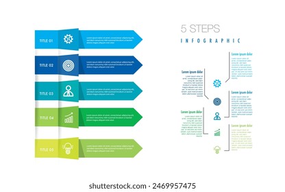 infographic template 5 step for business direction, marketing strategy, diagram, data, growth