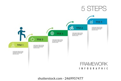 infographic template 5 step for business direction, marketing strategy, diagram, data, growth
