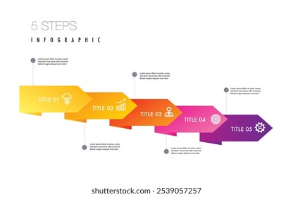 infographic template 5 step for business direction