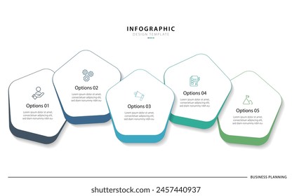 infographic template. 5 Step timeline journey, calendar Flat simple infographics design template. presentation graph. Business concept with 5 options, vector illustration.