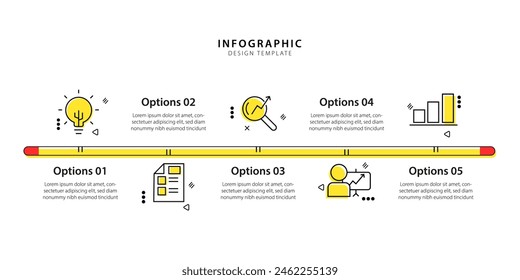 infographic template. 5 Step timeline journey, calendar Flat simple infographics design template. presentation graph. Business concept with 5 options, vector illustration.